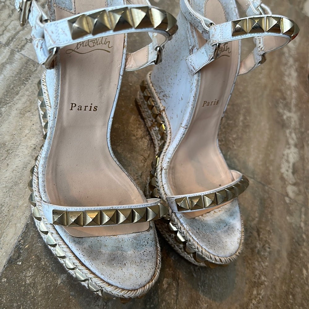 Authentic Christian Louboutin  pyraclou wedge sandals in size 40